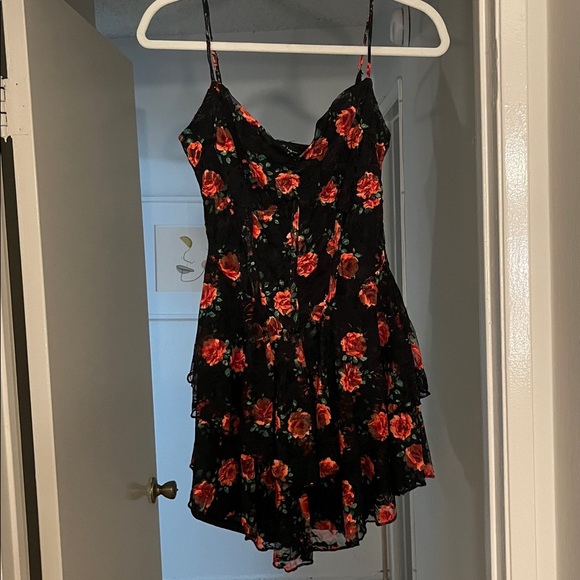 Lovely Day Black and Red Floral Dress - Picture 1 of 3